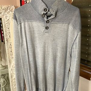 Mens BKE button up sweater. Lightweight material. Blue grey color. Like new.